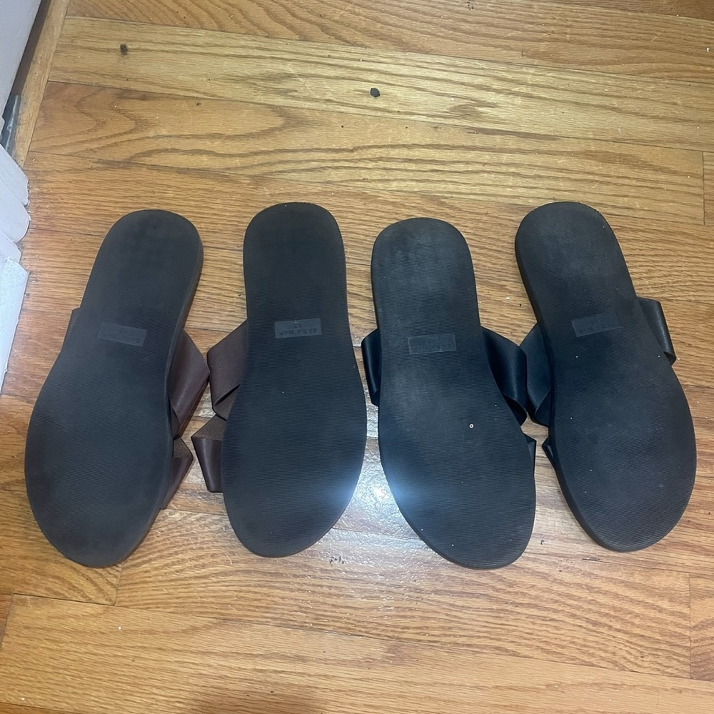2 Zara slippers sandals Black and Brown Slide Sandals Sz 45 - Picture 8 of 11
